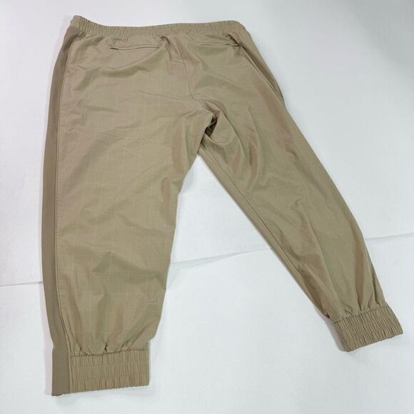 Athleta Brooklyn Textured Jogger Pants Womens 22 Tan Checkered Pockets Pull On - Picture 9 of 10
